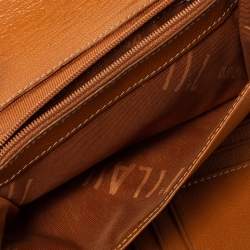 Pre Owned Alviero Martini 1A Classe Tan Geo Map Coated Canvas Flap Compact Wallet