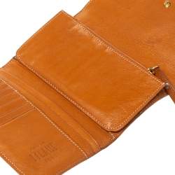 Pre Owned Alviero Martini 1A Classe Tan Geo Map Coated Canvas Flap Compact Wallet