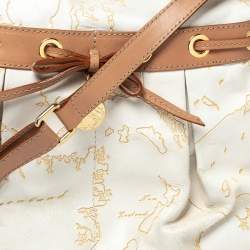 Alviero Martini 1A Classe White Geo Embossed Canvas Bow Satchel