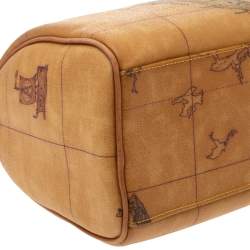 Pre Owned Alviero Martini 1A Classe Tan Coated Canvas and Leather Boston bag