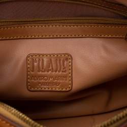 Pre Owned Alviero Martini 1A Classe Tan Coated Canvas and Leather Boston bag