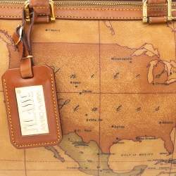 Pre Owned Alviero Martini 1A Classe Tan Coated Canvas and Leather Boston bag