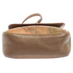 Pre Owned Alviero Martini 1A Classe Beige/Brown Coated Canvas and Leather Crossbody Bag