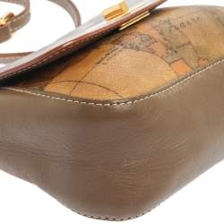 Pre Owned Alviero Martini 1A Classe Beige/Brown Coated Canvas and Leather Crossbody Bag