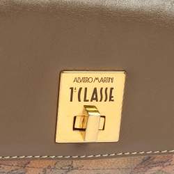 Pre Owned Alviero Martini 1A Classe Beige/Brown Coated Canvas and Leather Crossbody Bag