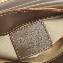 Pre Owned Alviero Martini 1A Classe Beige/Brown Coated Canvas and Leather Crossbody Bag