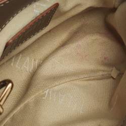 Pre Owned Alviero Martini 1A Classe Beige/Brown Coated Canvas and Leather Crossbody Bag