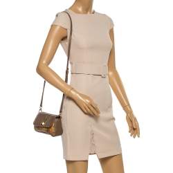 Pre Owned Alviero Martini 1A Classe Beige/Brown Coated Canvas and Leather Crossbody Bag