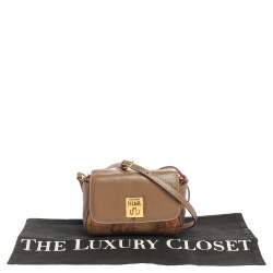 Pre Owned Alviero Martini 1A Classe Beige/Brown Coated Canvas and Leather Crossbody Bag