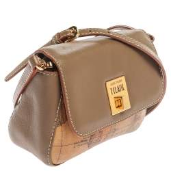 Pre Owned Alviero Martini 1A Classe Beige/Brown Coated Canvas and Leather Crossbody Bag