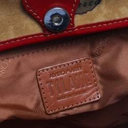 Pre Owned Alviero Martini 1A Classe Beige/Red Geo Print Coated Canvas and Leather Tote