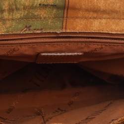 Pre Owned Alviero Martini 1A Classe Beige/Red Geo Print Coated Canvas and Leather Tote