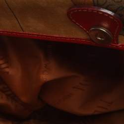 Pre Owned Alviero Martini 1A Classe Beige/Red Geo Print Coated Canvas and Leather Tote