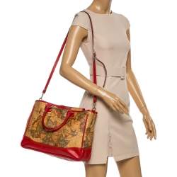 Pre Owned Alviero Martini 1A Classe Beige/Red Geo Print Coated Canvas and Leather Tote