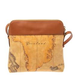 Pre Owned Alviero Martini 1A Classe Coated Canvas and Leather Zip Crossbody Bag