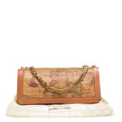 Pre Owned Alviero Martini 1A Classe Coated Canvass and Leather Chain Baguette Bag