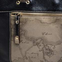 Alviero Martini 1A Classe Black/Beige Geo Print Coated Canvas and Leather Tote