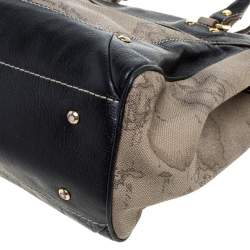 Alviero Martini 1A Classe Black/Beige Geo Print Coated Canvas and Leather Tote