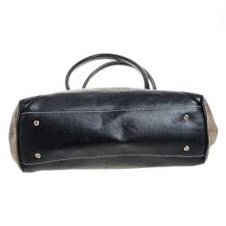 Alviero Martini 1A Classe Black/Beige Geo Print Coated Canvas and Leather Tote