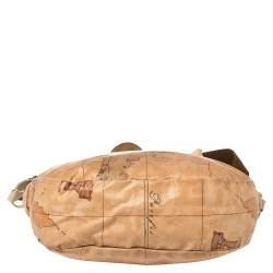 Pre Owned Alviero Martini 1A Classe Brown Vinyl Geo Half Moon Crossbody Bag