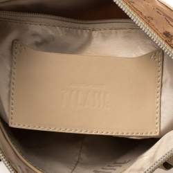 Pre Owned Alviero Martini 1A Classe Brown Vinyl Geo Half Moon Crossbody Bag