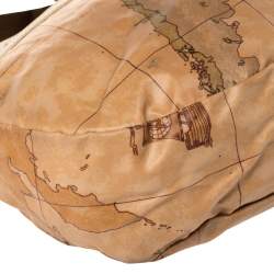 Pre Owned Alviero Martini 1A Classe Brown Vinyl Geo Half Moon Crossbody Bag