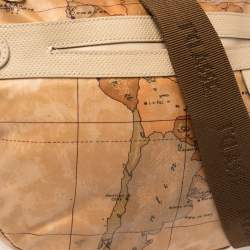 Pre Owned Alviero Martini 1A Classe Brown Vinyl Geo Half Moon Crossbody Bag