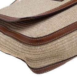 Pre Owned Alviero Martini 1A Classe Brown/Beige Rafia and Leather Messenger Bag