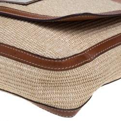 Pre Owned Alviero Martini 1A Classe Brown/Beige Rafia and Leather Messenger Bag