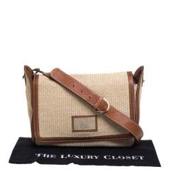 Pre Owned Alviero Martini 1A Classe Brown/Beige Rafia and Leather Messenger Bag