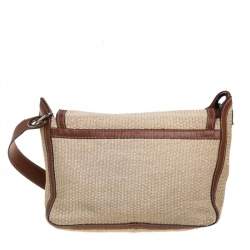 Pre Owned Alviero Martini 1A Classe Brown/Beige Rafia and Leather Messenger Bag