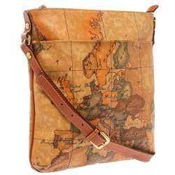 Pre Owned Alviero Martini 1A Classe Tan Geo Classic Print Coated Canvas Messenger Bag