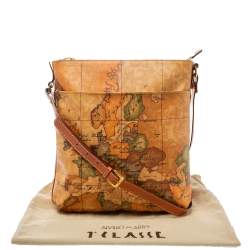 Pre Owned Alviero Martini 1A Classe Tan Geo Classic Print Coated Canvas Messenger Bag