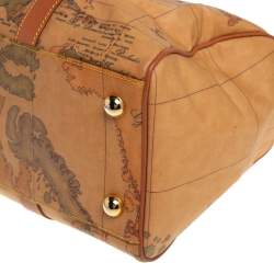 Pre Owned Alivero Martini 1A Classe Tan Geo Print Coated Canvas and Leather Duffel Bag