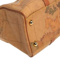 Pre Owned Alivero Martini 1A Classe Tan Geo Print Coated Canvas and Leather Duffel Bag