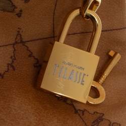 Pre Owned Alivero Martini 1A Classe Tan Geo Print Coated Canvas and Leather Duffel Bag