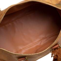 Pre Owned Alivero Martini 1A Classe Tan Geo Print Coated Canvas and Leather Duffel Bag