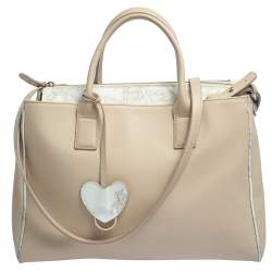 Pre Owned Alviero Martini 1A Classe Beige Patent Leather Tote