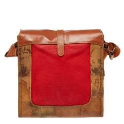 Alviero Martini 1A Classe Geo Print Coated Canvas and Leather Flap Messenger Bag