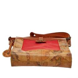 Alviero Martini 1A Classe Geo Print Coated Canvas and Leather Flap Messenger Bag