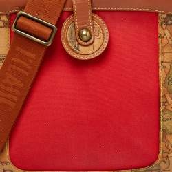 Alviero Martini 1A Classe Geo Print Coated Canvas and Leather Flap Messenger Bag