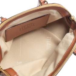 Pre Owned Alviero Martini 1A Classe Brown Geo Print Canvas and Leather Crossbody Bag