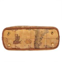 Pre Owned Alviero Martini 1A Classe Brown Geo Print Canvas and Leather Crossbody Bag