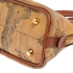 Pre Owned Alviero Martini 1A Classe Brown Geo Print Canvas and Leather Crossbody Bag