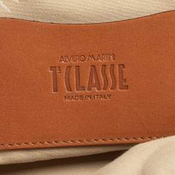 Pre Owned Alviero Martini 1A Classe Brown Geo Print Canvas and Leather Crossbody Bag