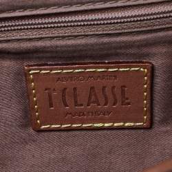 Pre Owned Alviero Martini 1A Classe Tan Geo Print Coated Canvas and Leather Buckle Flap Shoulder Bag