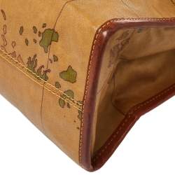 Pre Owned Alviero Martini 1A Classe Tan Geo Print Coated Canvas and Leather Buckle Flap Shoulder Bag