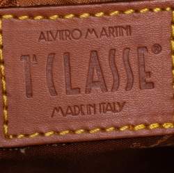 Pre Owned Alviero Martini 1A Classe Tan Geo Print Coated Canvas Zip Tote