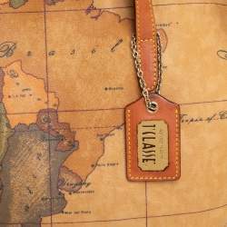 Pre Owned Alviero Martini 1A Classe Tan Geo Print Coated Canvas Zip Tote