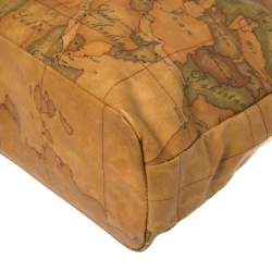 Pre Owned Alviero Martini 1A Classe Tan Geo Print Coated Canvas and Leather Tote